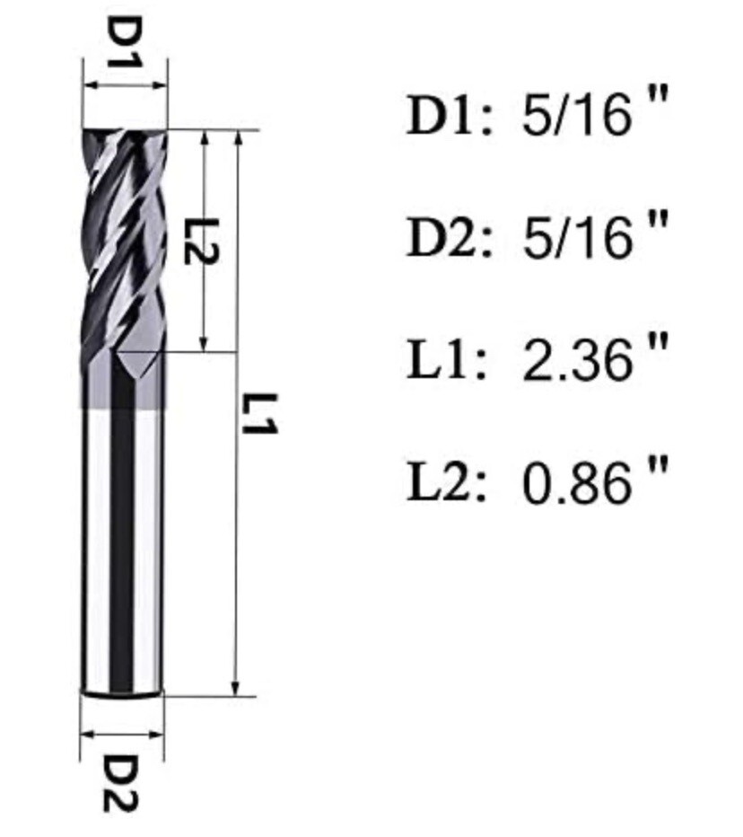 5 PCS 5/16″ 4 Flutes Square 45° Helix Carbide End Mill Bit AlTiCrN Coated HRC 50