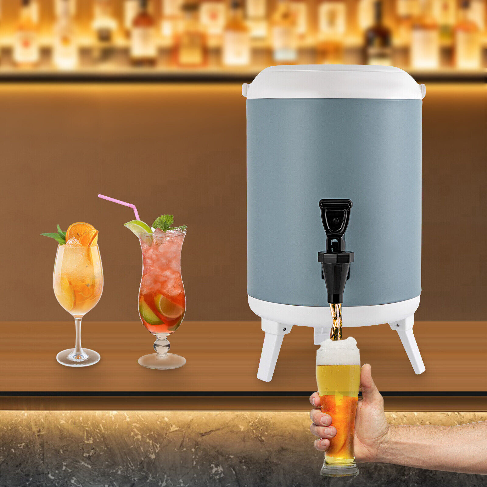 Insulated Beverage Dispenser Thermal Hot & Cold Drink Dispenser 8L/1.9 Gallons