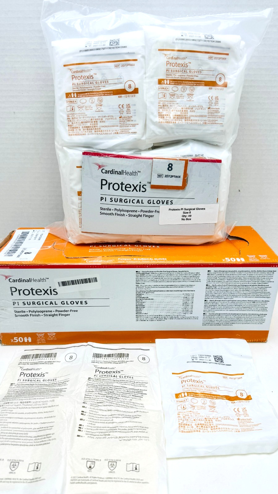 (x99) Protexis PI Surgical Sterile Powder Free Sz 8 Gloves 2D72PT80X, 2027 READ
