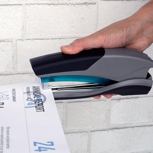 Desktop Stapler 25 Sheet Capacity Jam Free Reduced Effort Soft Grip Blue Gray