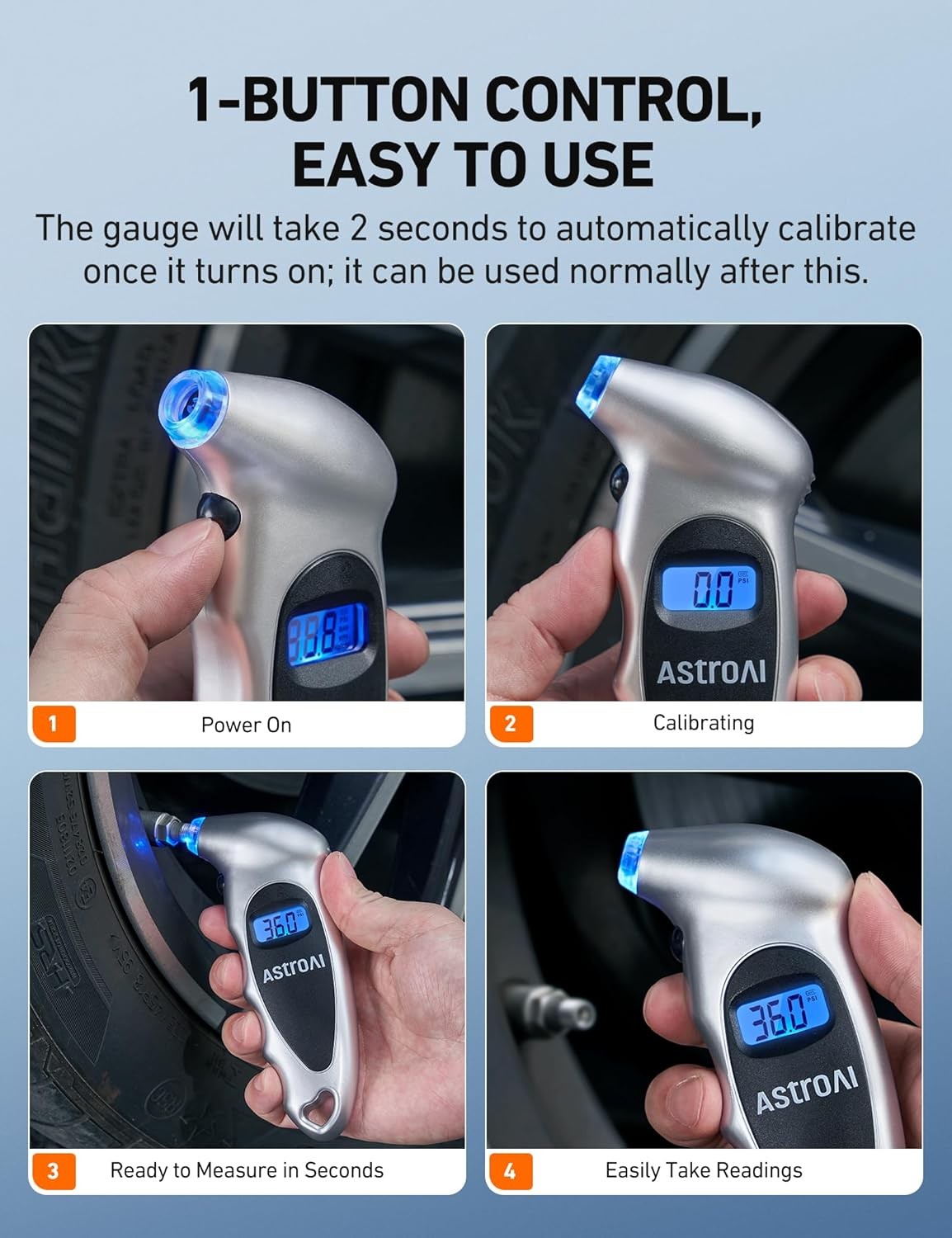 AstroAI Digital Tire Gauge 150PSI ±1 for Car Truck 2 Pack