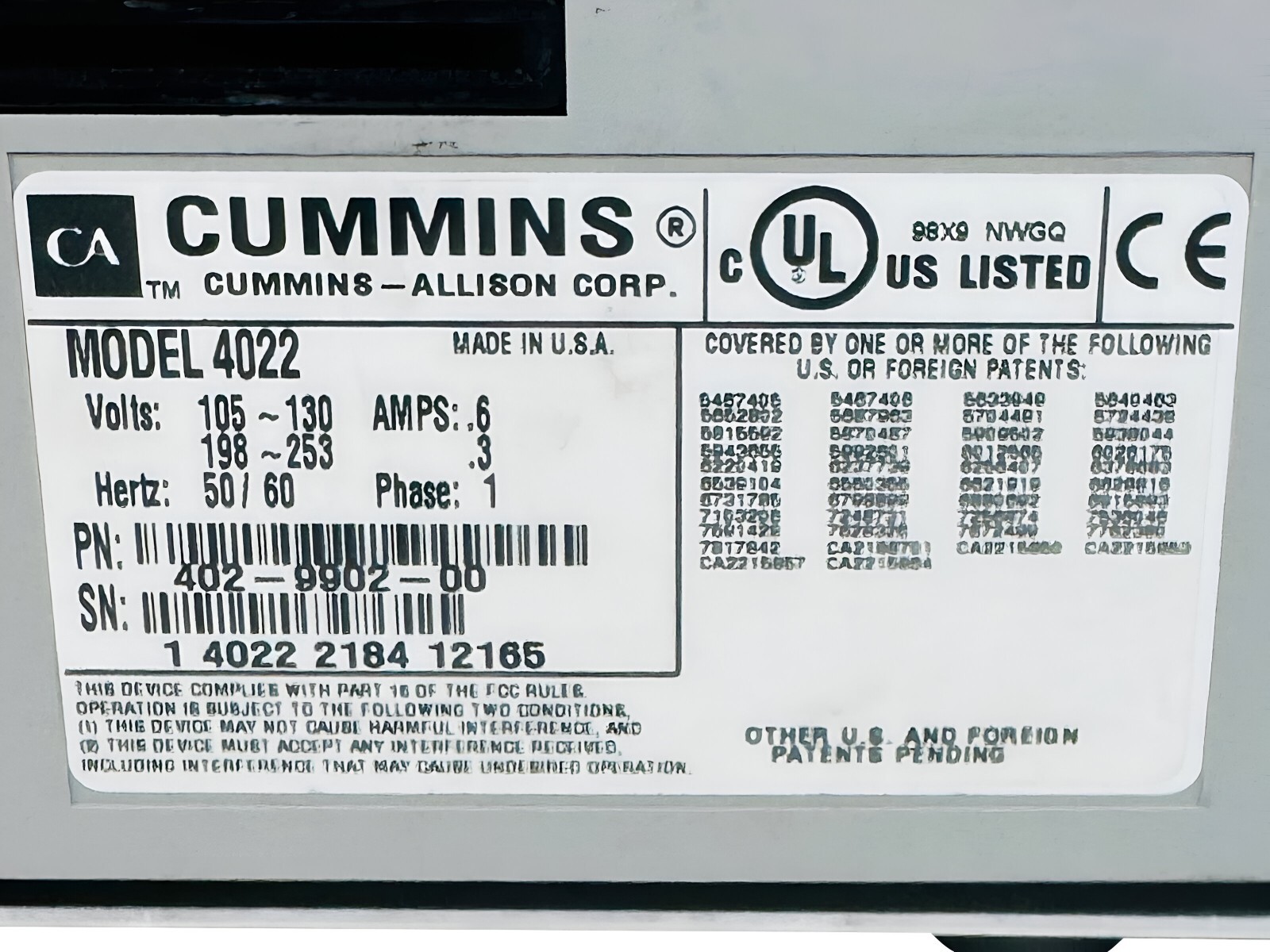 Refurbished – Cummins JetCount 4022 Currency Counter | Reliable Performance
