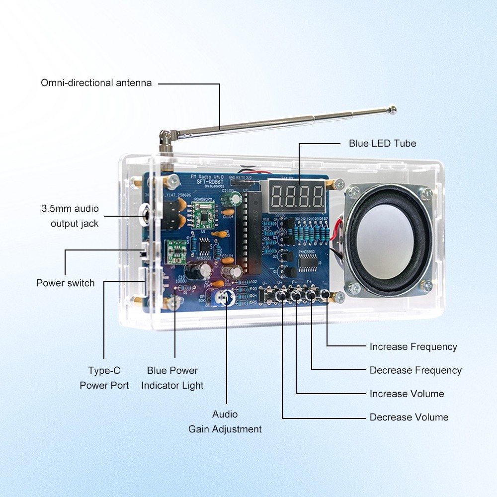 Digital FM Radio DIY Electronic Kits Soldering Practice Learning Kit 87.5-108MHz