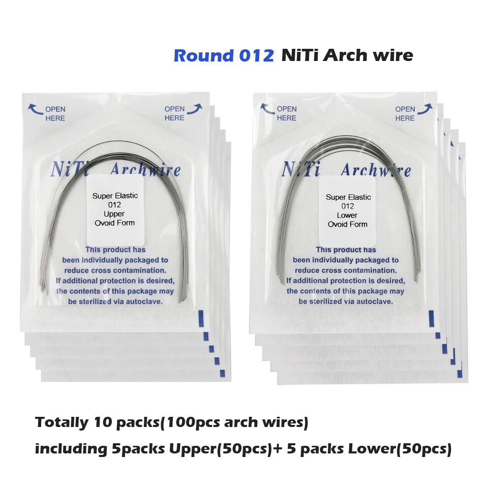 100pcs Dental Orthodontic Arch Wire Super Elastic NiTi Ovoid Natural Form Round