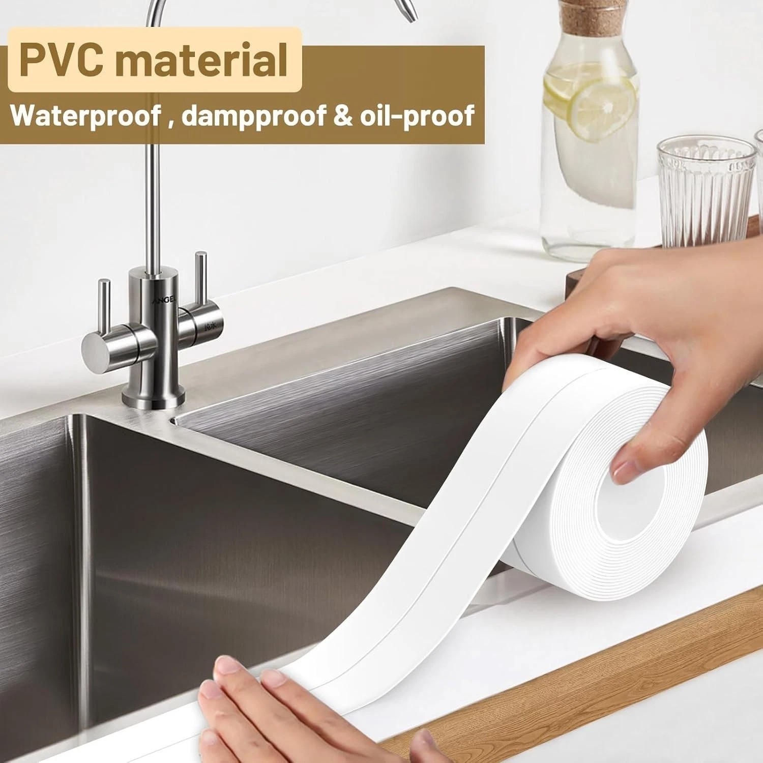 Versatile Self-Adhesive Caulk Tape for Bathrooms & Kitchens – Waterproof, 10.5ft