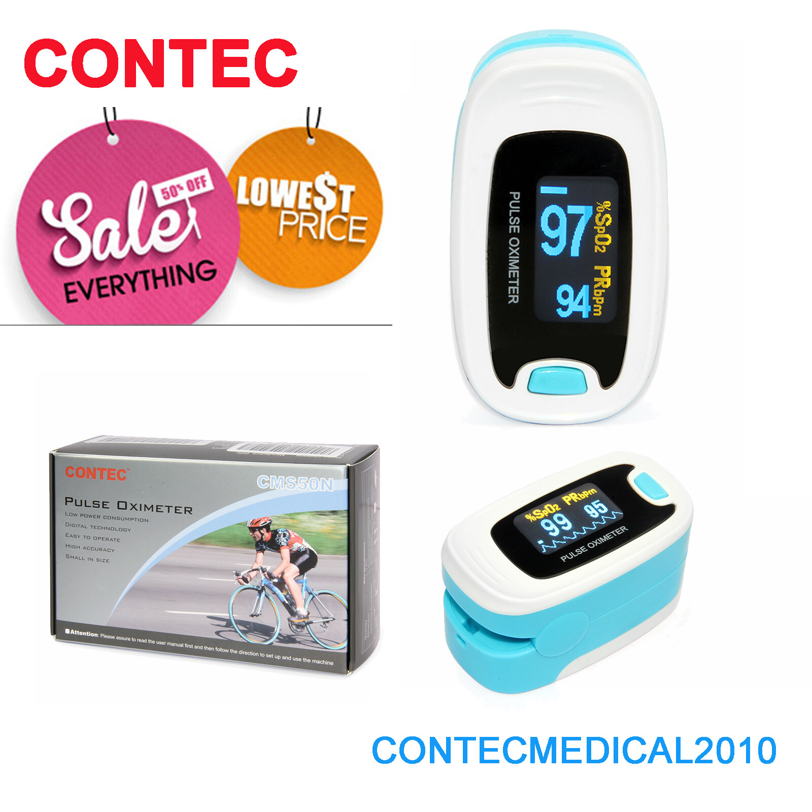 OLED CONTEC Finger Pulse Oximeter SPO2 PR Meter Blood Oxygen Saturation Monitor