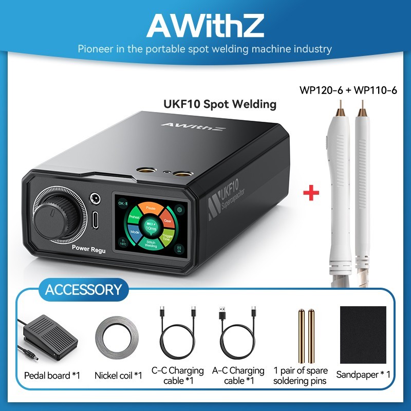 AWithZ 10.2KW Super Capacitor Spot Welder Machine 100 Gears Adjustable for 18650