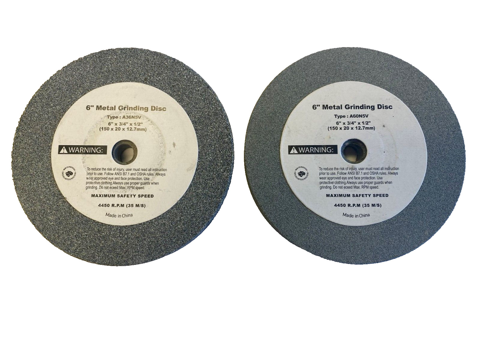 Pair of GRINDING WHEELS 6″x 3/4″ x 1/2″ arbor – FREE Shipping