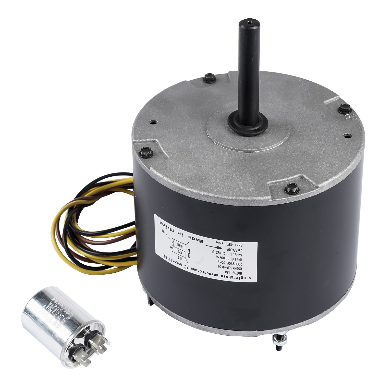 1/5 HP 208/230V Fan Motor 1100RPM Iron Black Replacement for GE Genteq HB38GR219
