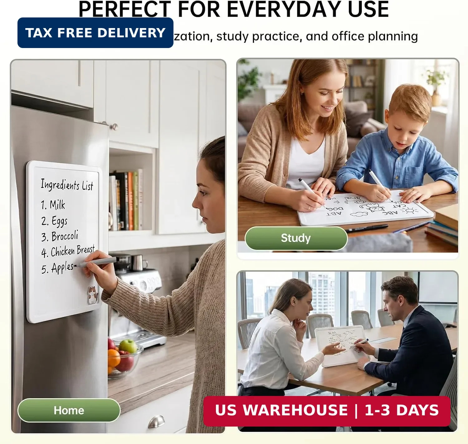 8.5×11 Inches Small Whiteboard, Double Sided Dry Erase Board with 4 Markers and