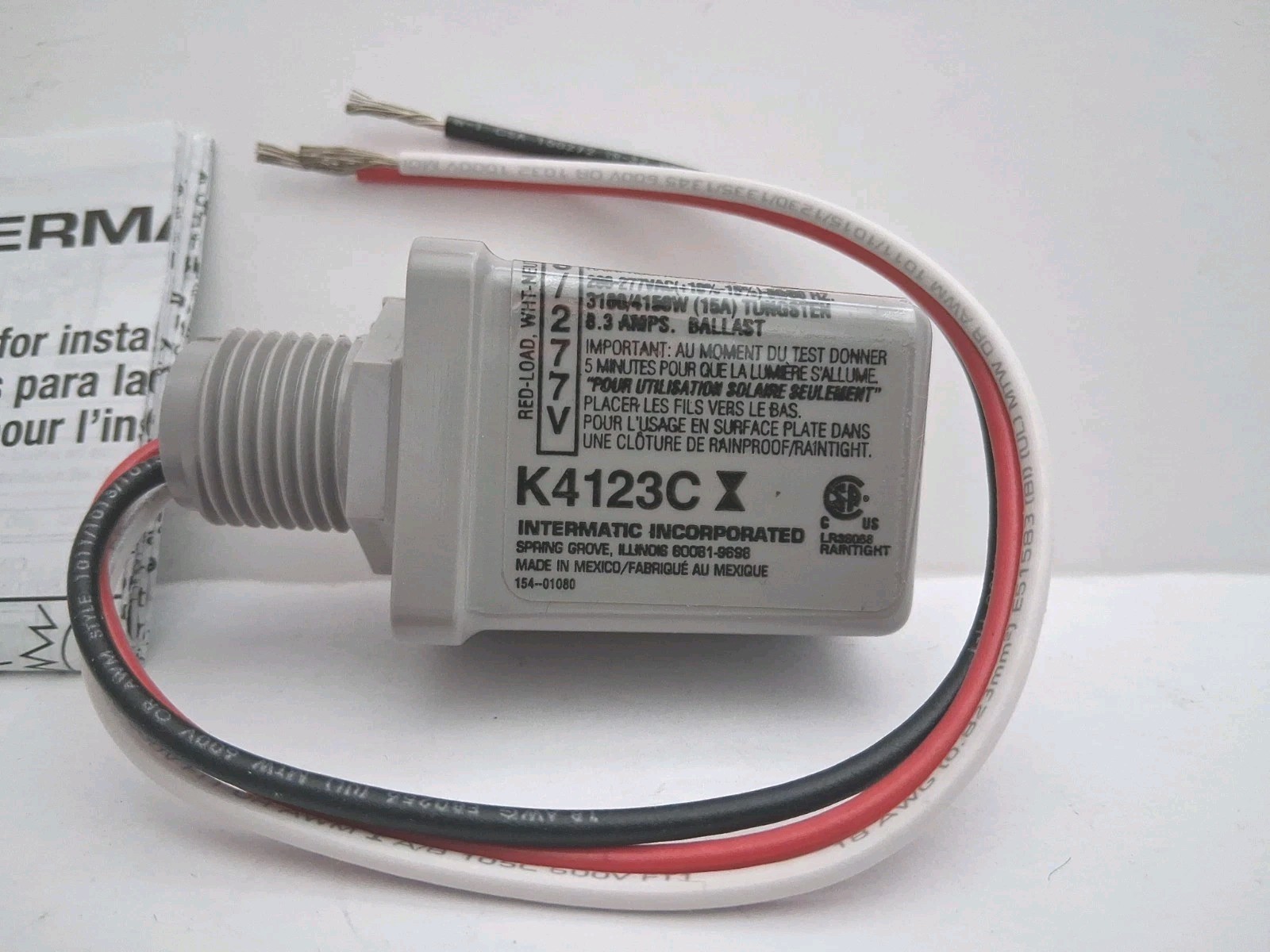 Intermatic K4123C Stem Mount Thermal Photocontrol 208-277V 15A Dusk-to-Dawn