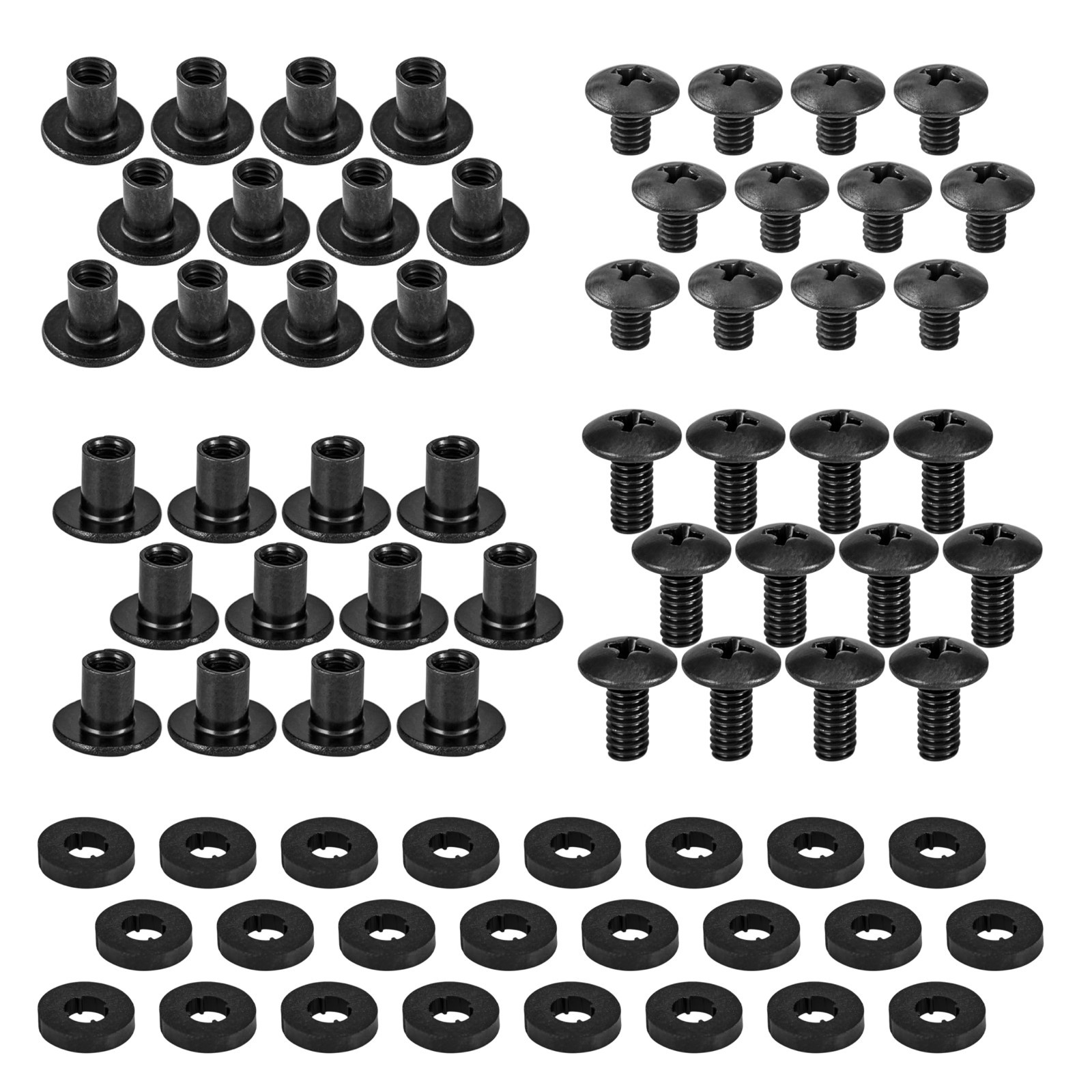 Assorted Black Chicago Screws Set – 72 Pieces for DIY Kydex, Leather Holsters &