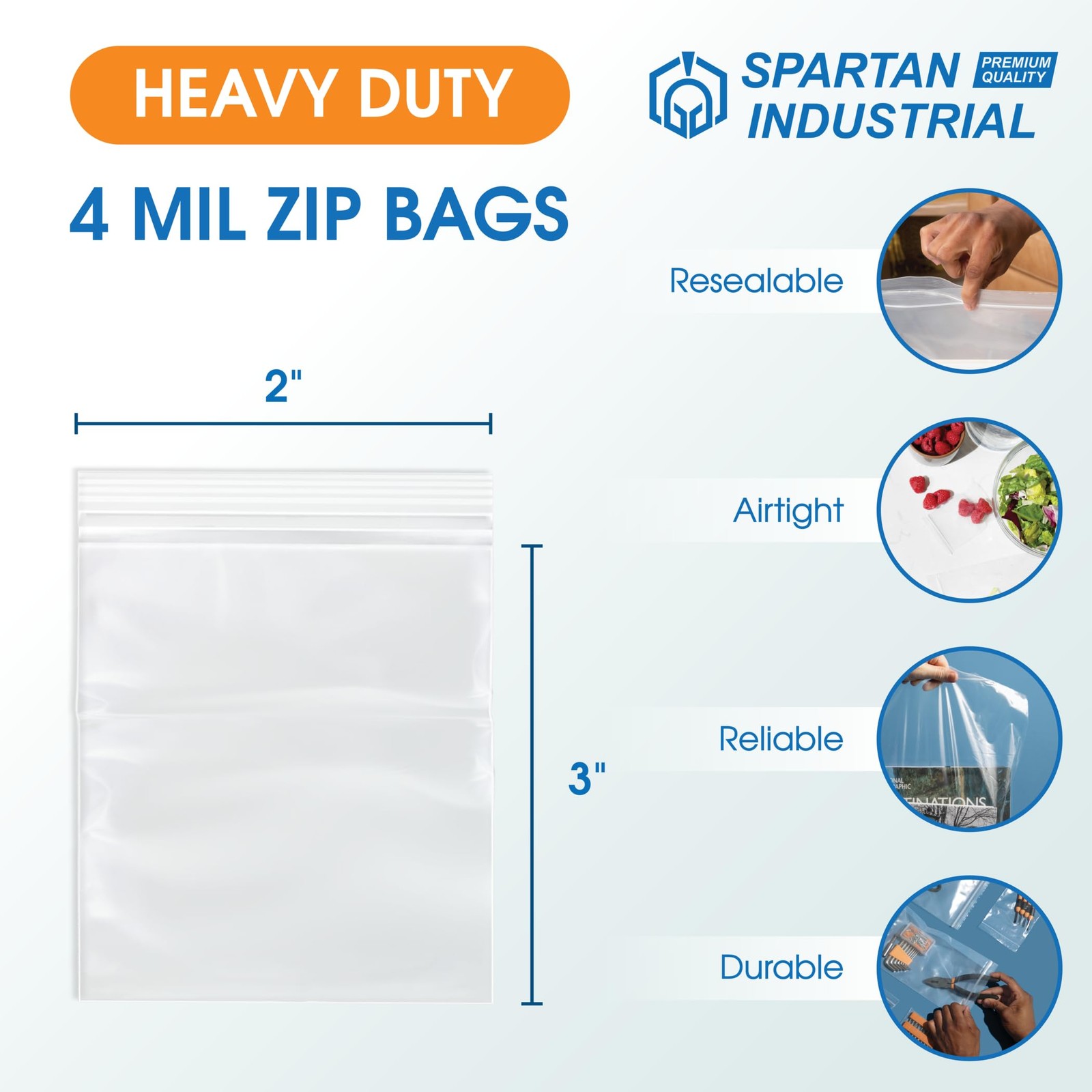 – 2” X 3” (1000 Count) 4 Mil Thick Clear Reclosable Zip Plastic Poly Bags wit…