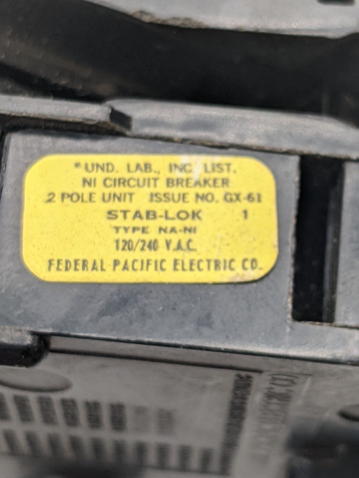 Federal Pacific NA230 Circuit Breaker 30A 120V 2P FPE NA NI Stab Lok Red Handle