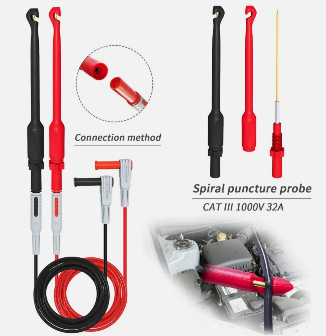 Automotive Test Leads Kit Puncture Probes + Soft Case for FLUKE Multimeter