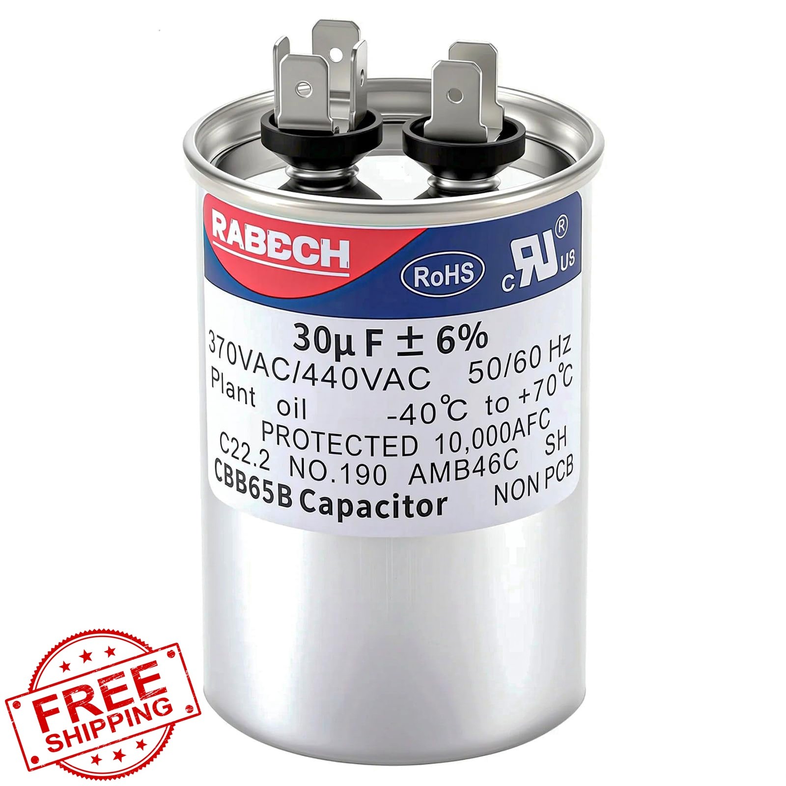 RABECH 30MFD Run Start Capacitor 370/450V
