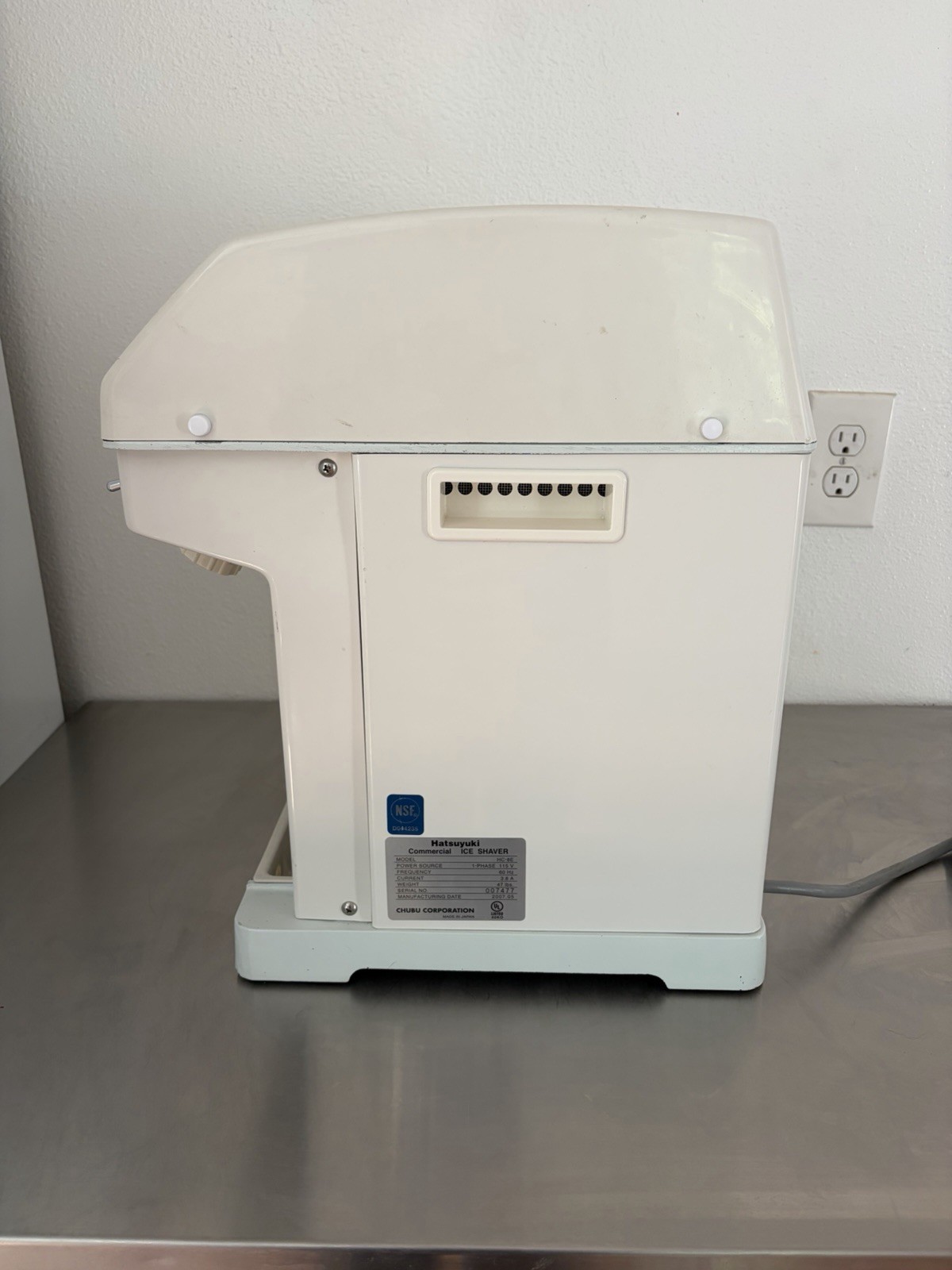 Hatsuyuki HC-8E Commercial Ice Shaver 115v 60Hz Chubu Corp