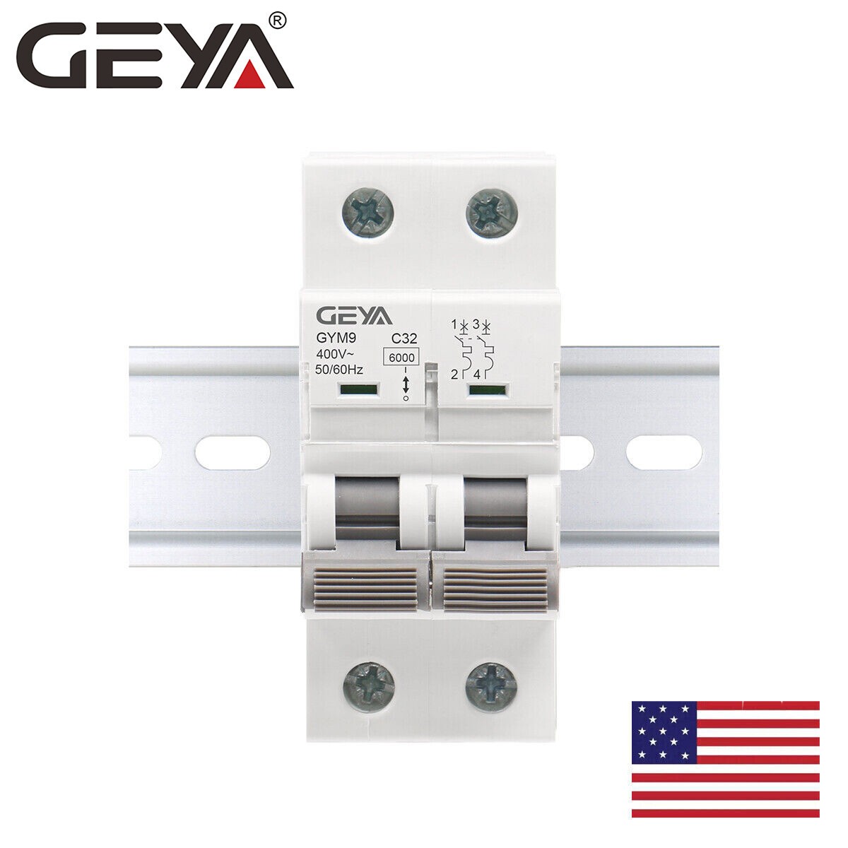 GEYA AC Mini Circuit Breaker MCB 2P 6/10/16/25/32/40/50/63A 6kA C Curves Switch