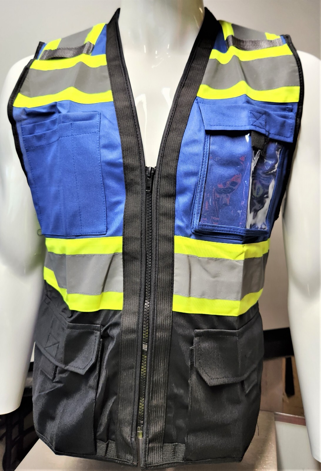 Class 1 High Visibility Reflective BLUE OR RED Safety Vest with ID Pocket