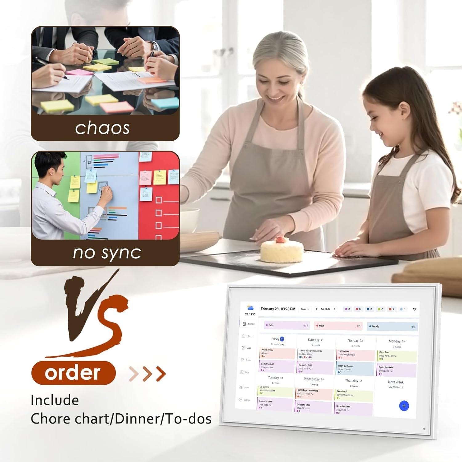 Digital Calendar 15.6″ Electronic Calendar Chore Family Schedule 1920x1080P OPEN