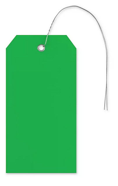 100pc Plastic Tags – Blank 4 3/4 x 2 3/8″ #5 ~ Pre-Wired ~ Green