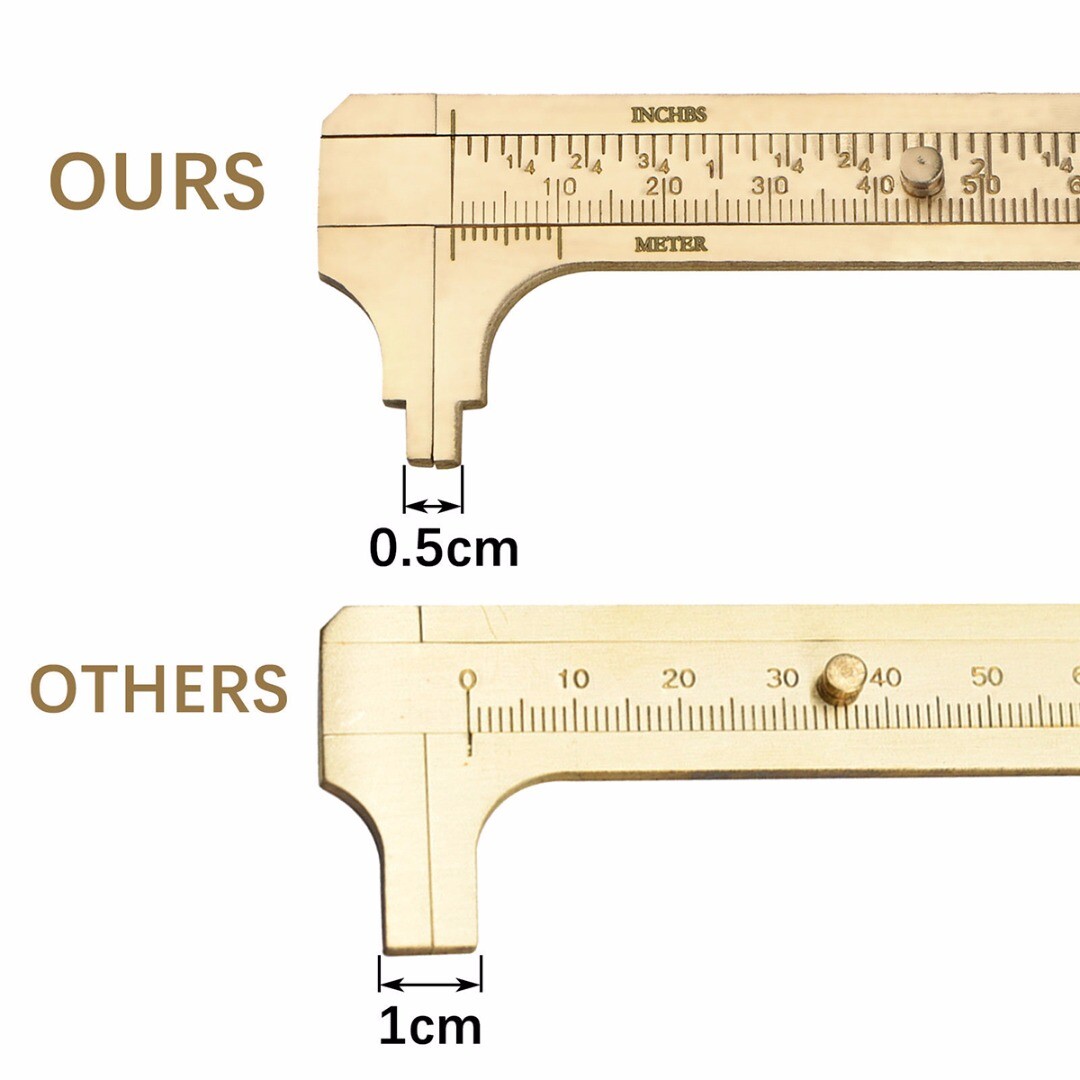 Mini Metal Scale Brass Sliding Gauge Vernier Caliper Pocket Measuring Ruler
