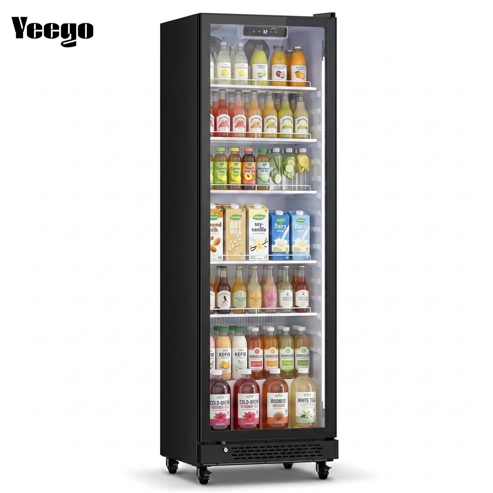 Yeego 12.18 Cu.ft Commercial Fridge 1 Glass Door Merchandiser Refrigerator Black