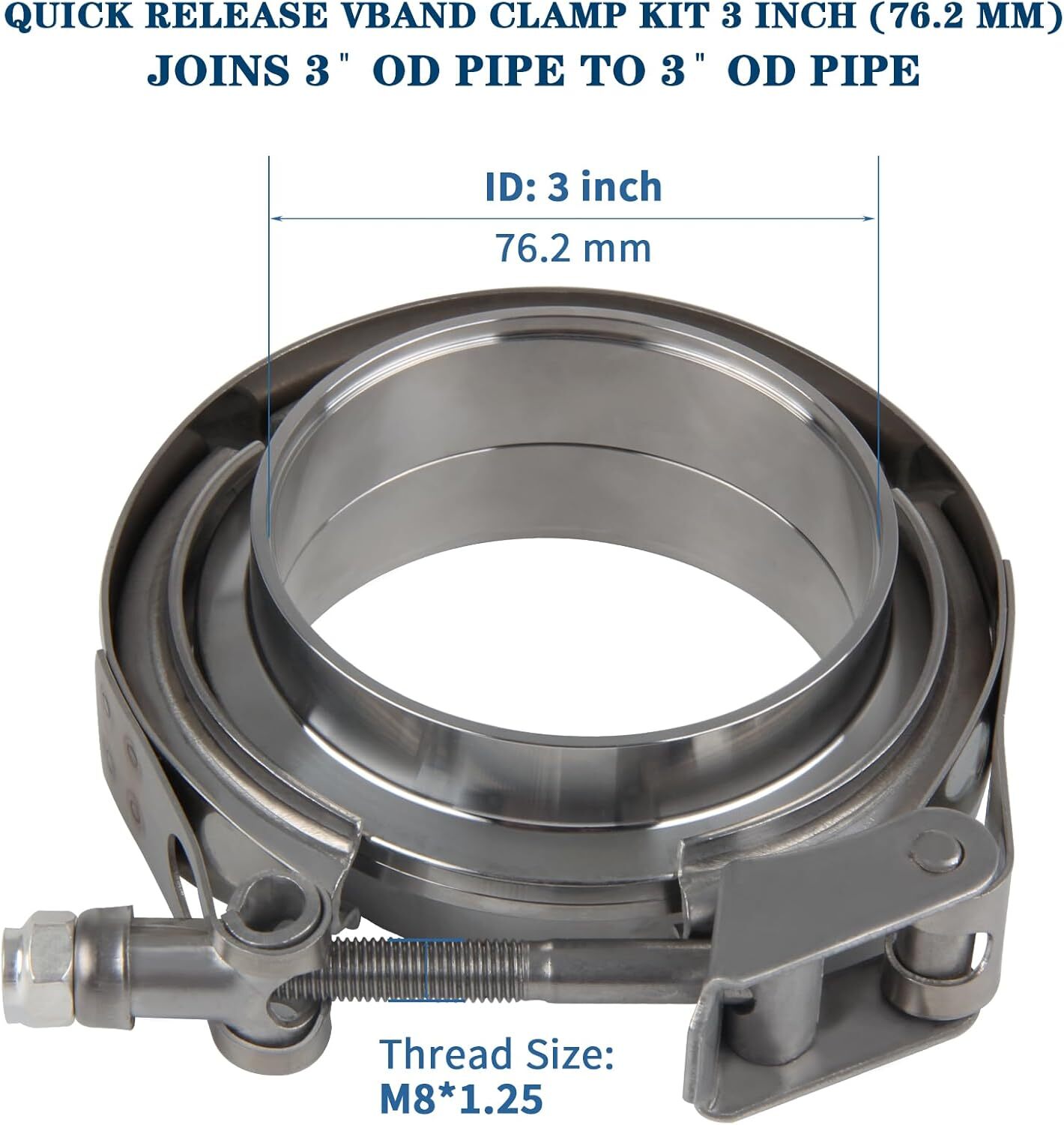 2.5 in 3 in Quick Release V Band Clamp Male Female Flanges 304 Stainless Steel