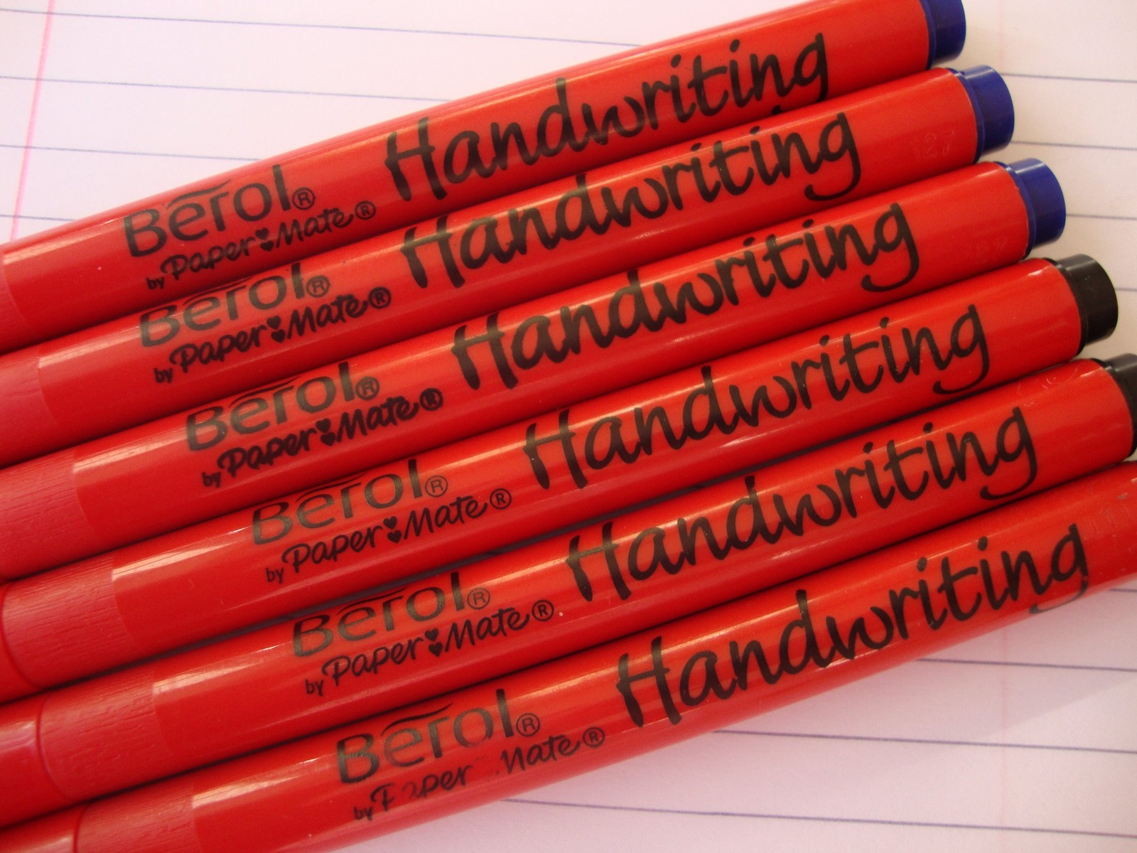 Berol Handwriting Pens Mixed Colors 3 Blue 3 Black Office School 6 Pack