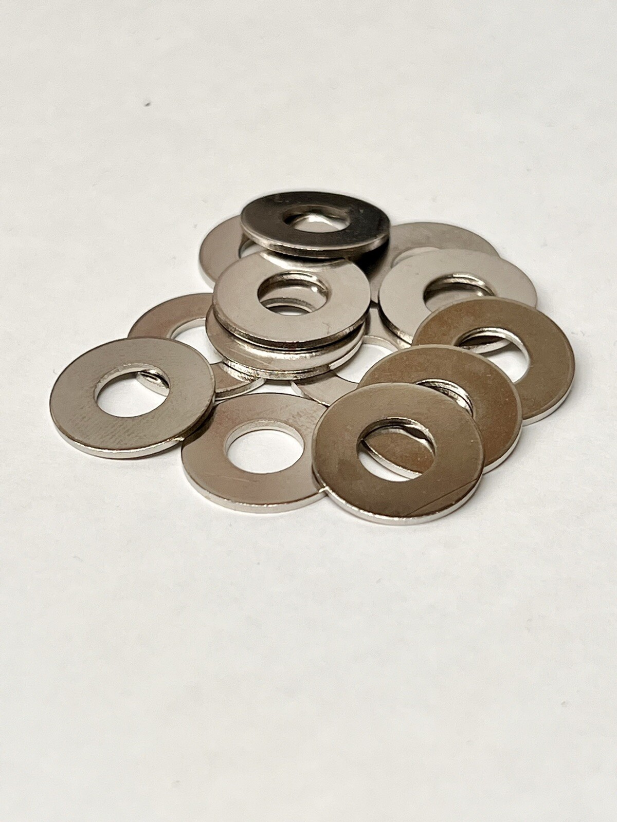 (100) #16S 1/4″ & 6mm Flat Washers Solid Brass Nickel Chrome Plated 5/8″OD