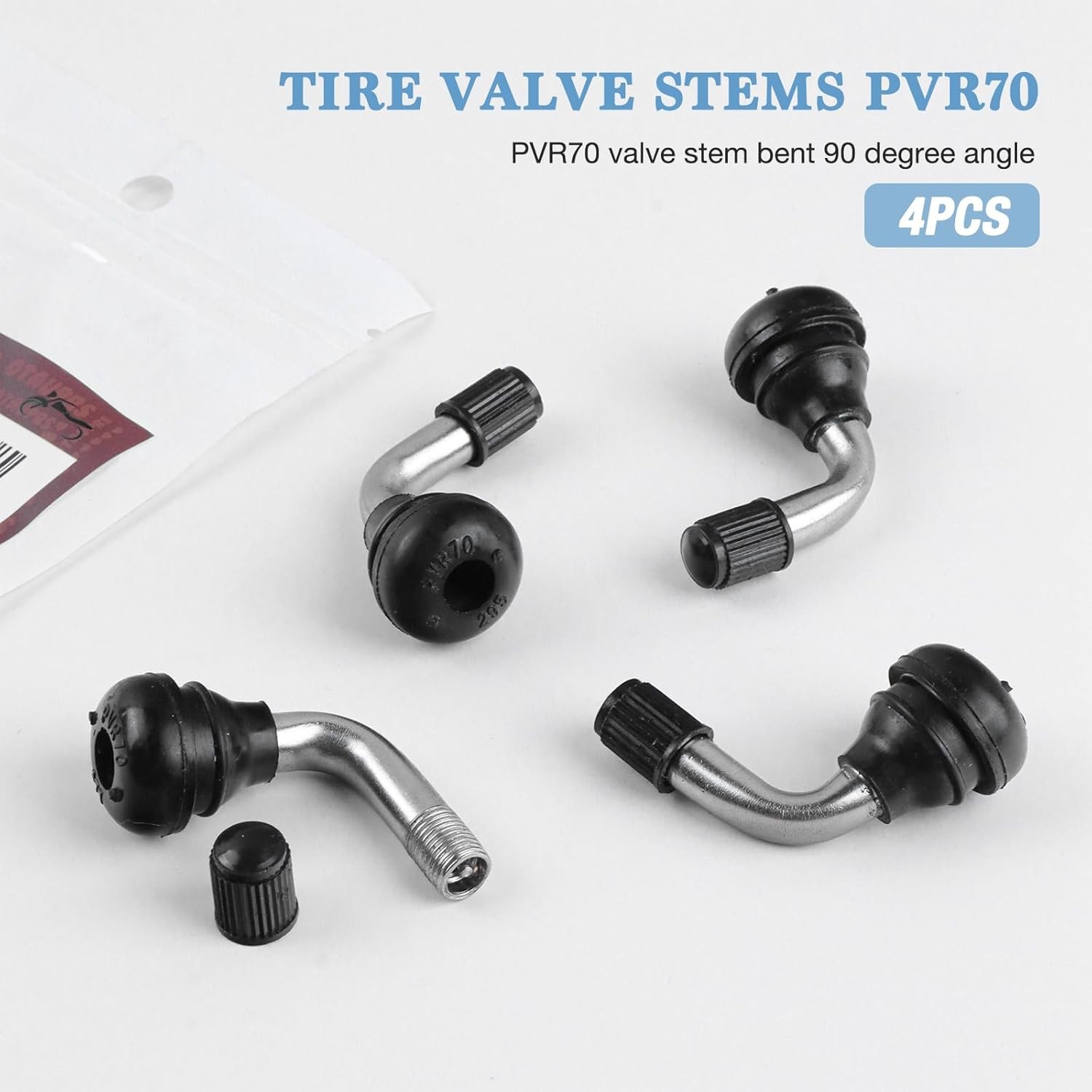 Tire Valve Stems PVR70(4 Pcs),90 Degree Motorcycle Valve Stems,Snap-in Valve Ste