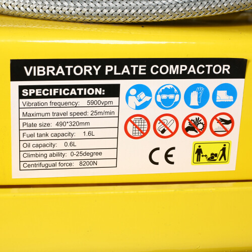 2.5HP Plate Compactor Gas 80cc 1800 Lbs Force Construction Concrete Tamper Paver