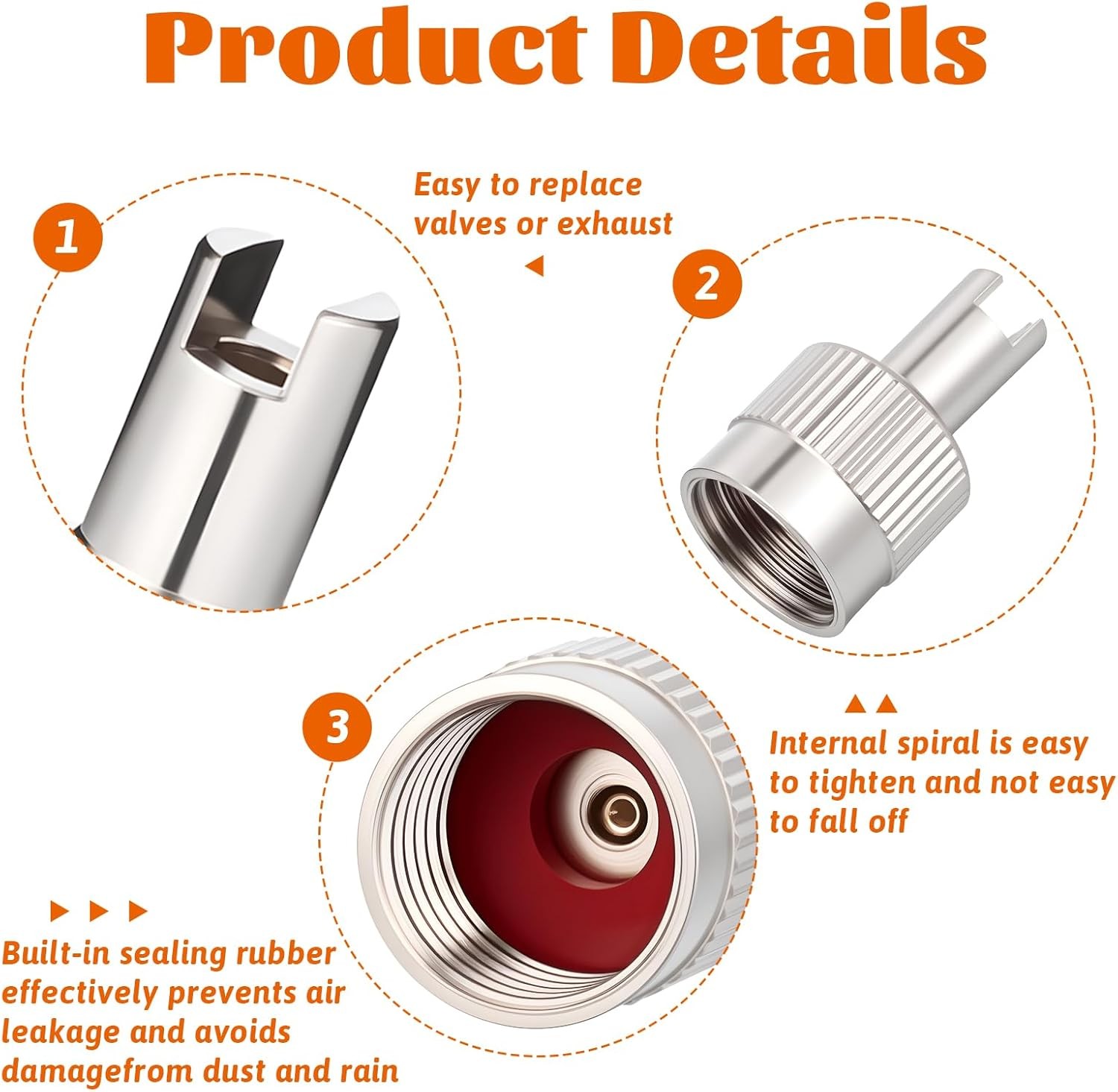 10pcs Metal Tire Valve Stem Caps Slotted Slot Valves Caps with Valve Core Remove