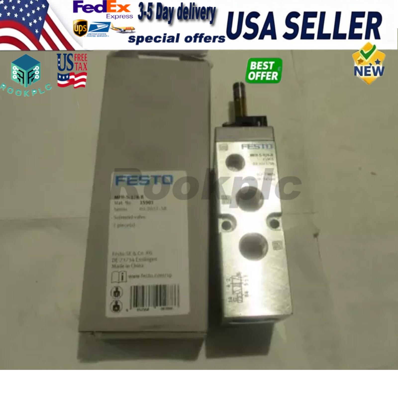 US FREE TAX New MFH-5-1/4-B FESTO 15901 Air Solenoid Valve MFH514B