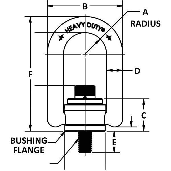 Adb Hoist Rings 33316 Hoist Ring, Bolt-On, 1/2-13In, 26 Ft.-Lb.