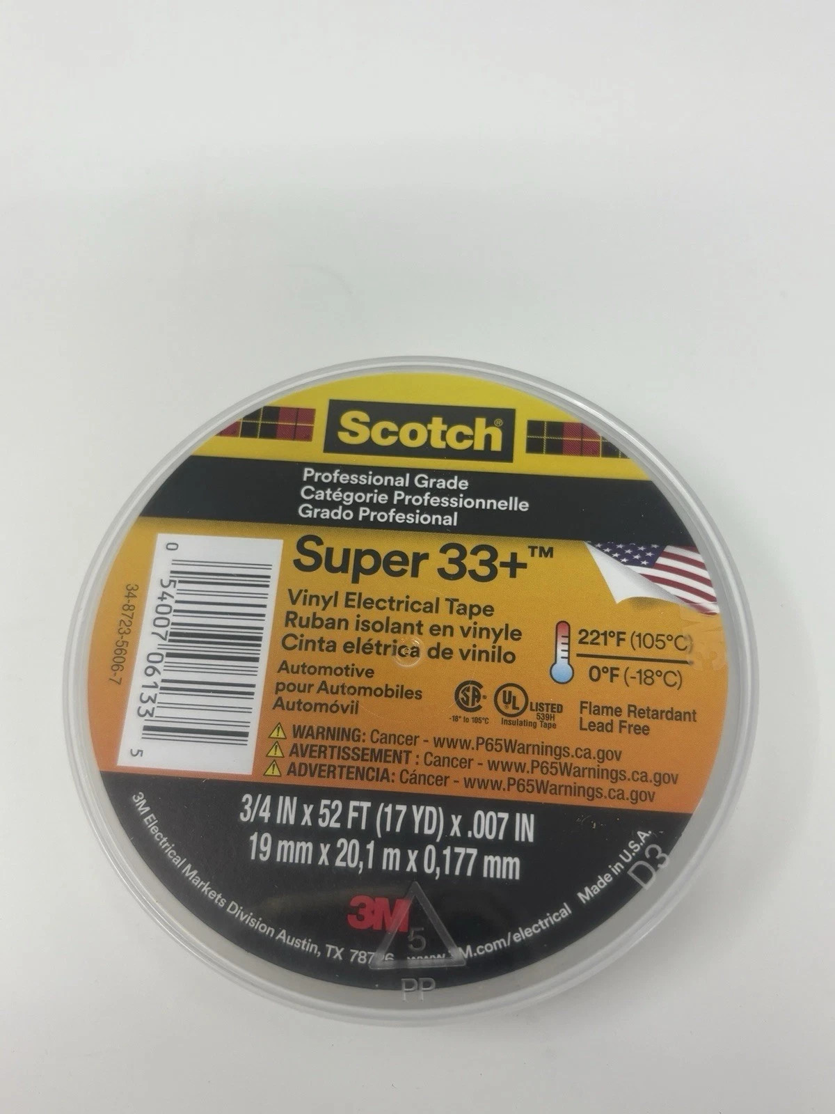 (10 PACK) 3M Scotch Super 33+ Vinyl Electrical Tape 06133 I 3/4″X 52FT