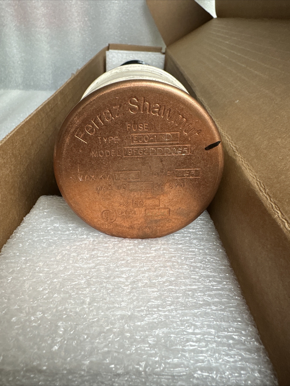 MERSEN 9F62DDD065 15.5KV 65A Ferrule Mounted Current Limiting Fuse (NEW IN BOX)