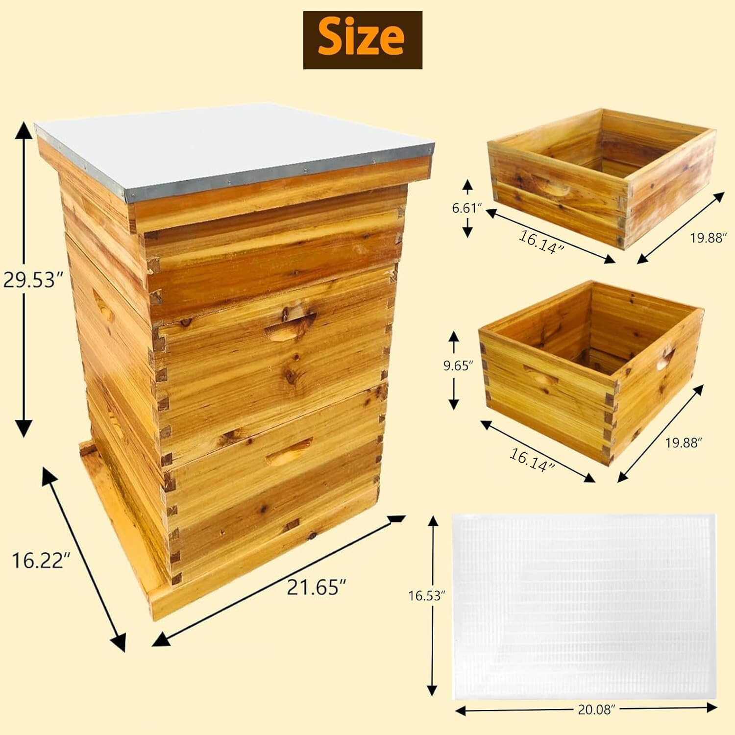 3 Layers Beehive Complete Box Kit Langstroth Beekeeping 2 Deep and 1 Medium
