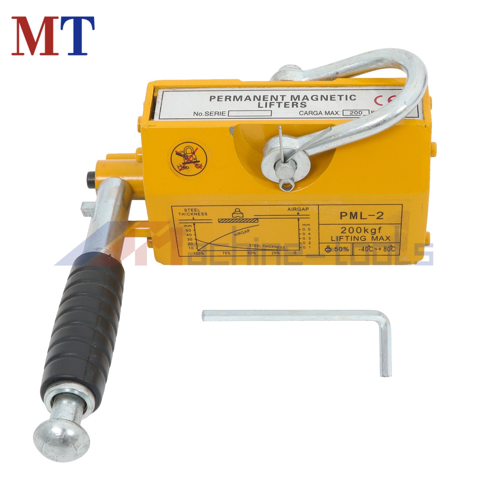 Permanent Magnetic Lifter 440 lbs/200 kg Capacity Yellow Lifting Magnet