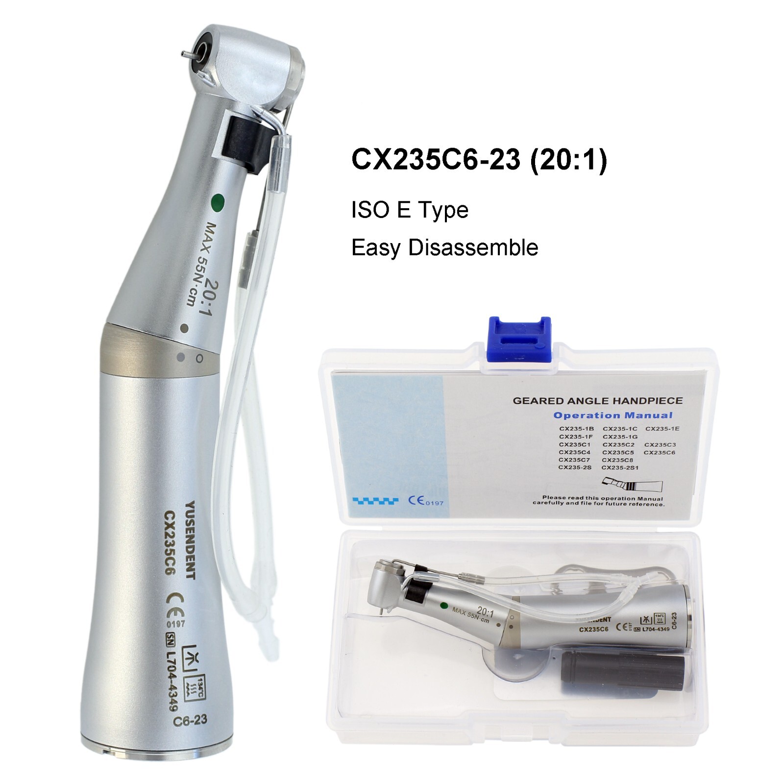 COXO Dental Surgical Handpiece 20:1 Implant Contra Angle 1:1 Straight Nose Cones