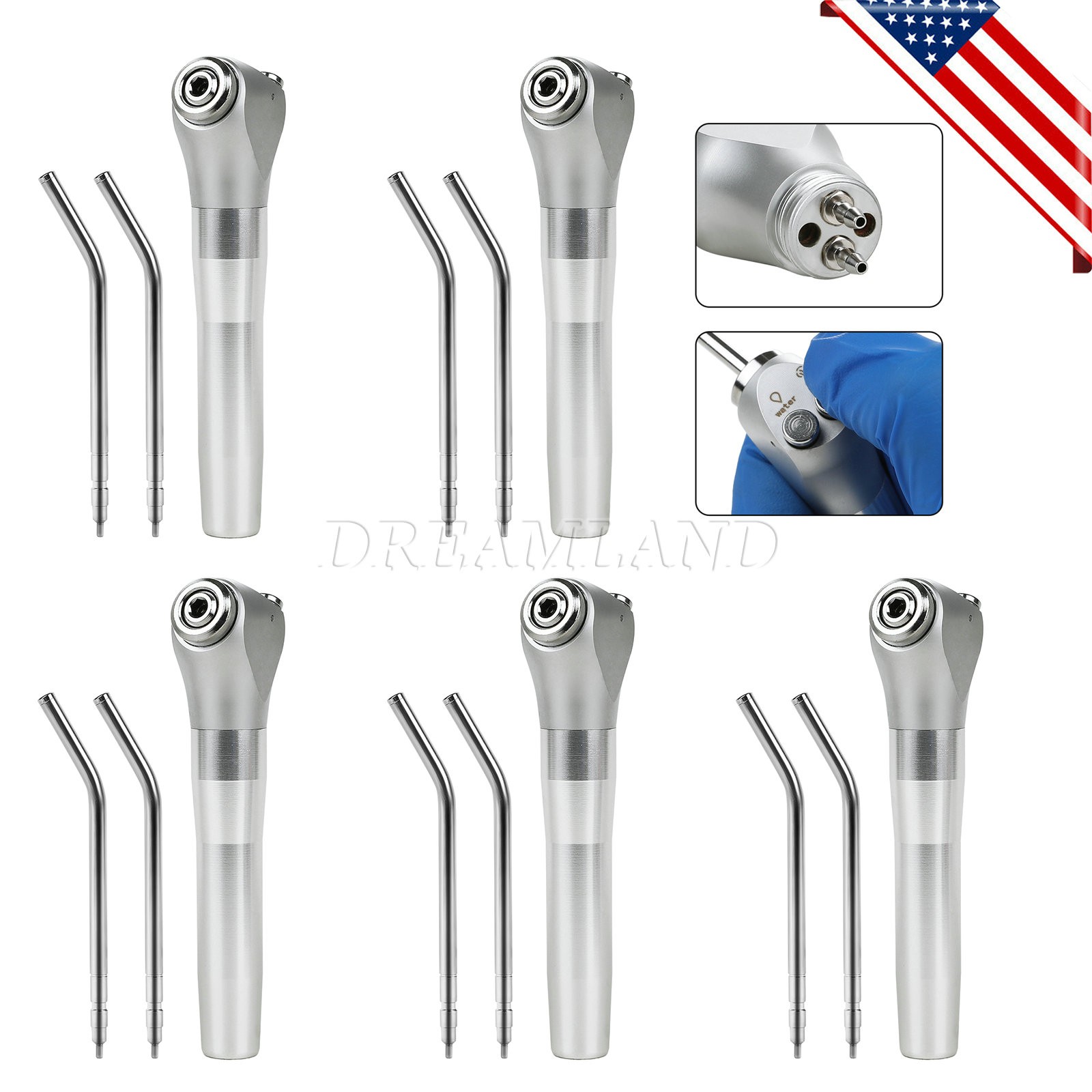 1-20*Dental Air Water Spray Triple Syringe 3 Way Handpiece w/ Nozzles Tips Tubes