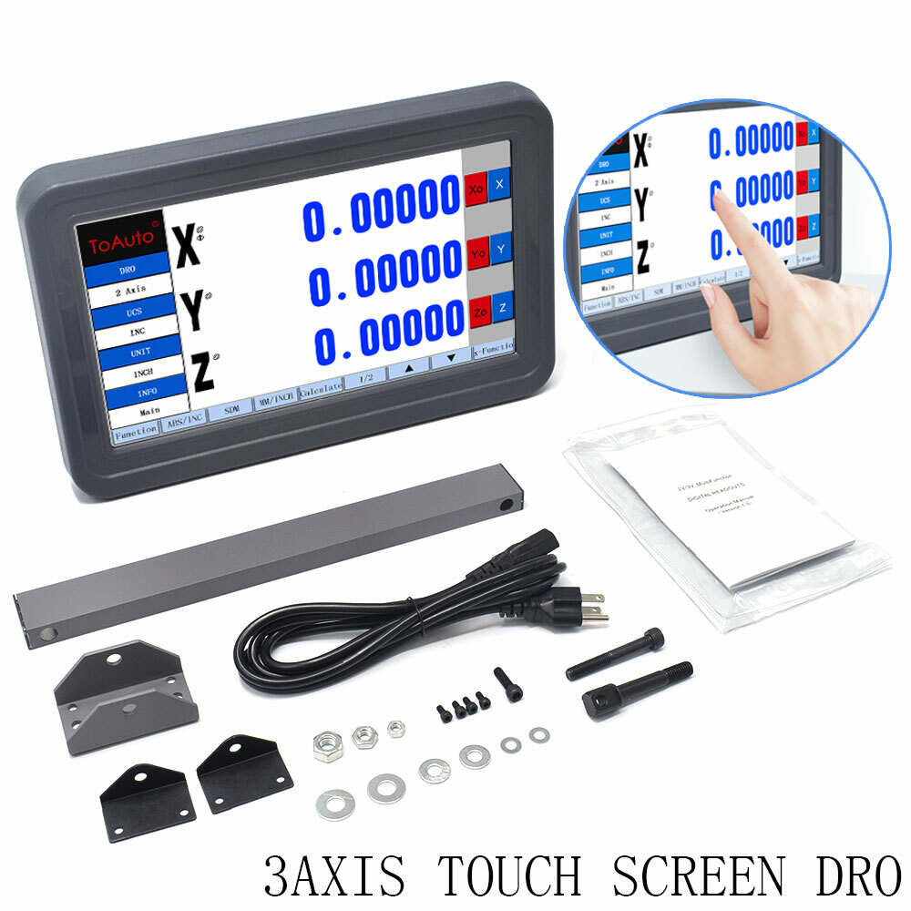 2/3 Axis DRO Digital Readout Touch Screen LCD Display + Linear Glass Scale Kit
