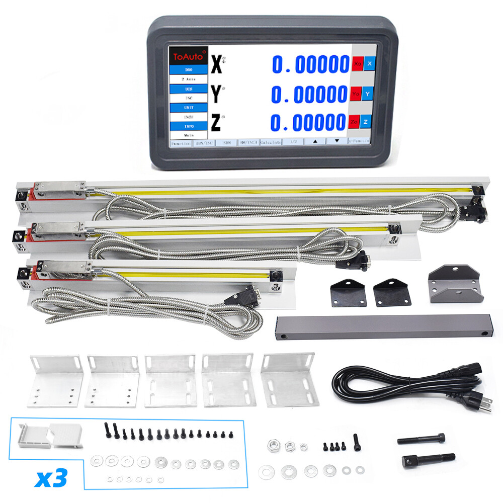 2/3 Axis DRO Digital Readout Touch Screen LCD Display + Linear Glass Scale Kit