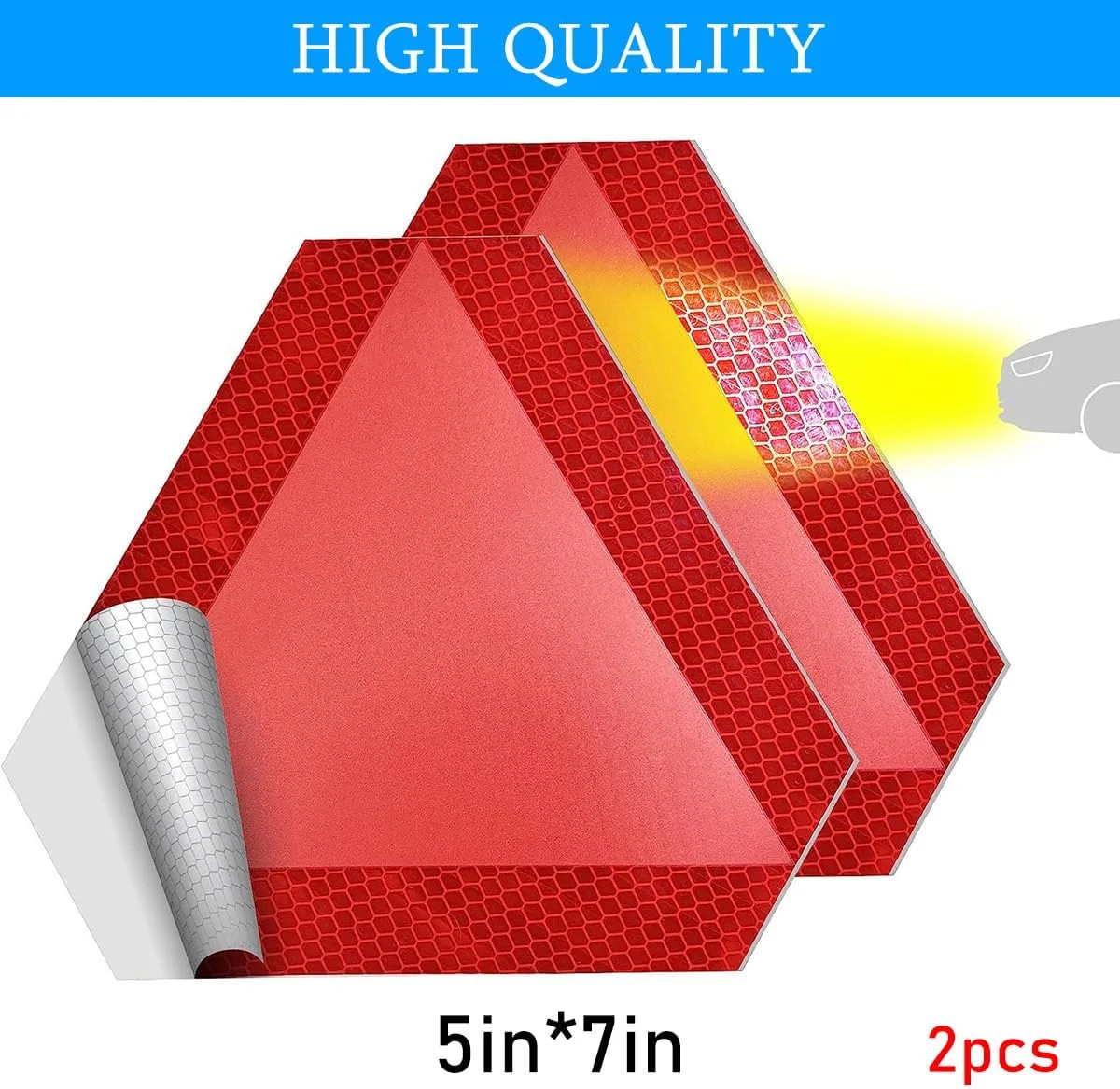 2PCS/Set Slow Moving Car Sign, 7 x 8 Inches Diamond Grade Reflective Vehicle Saf