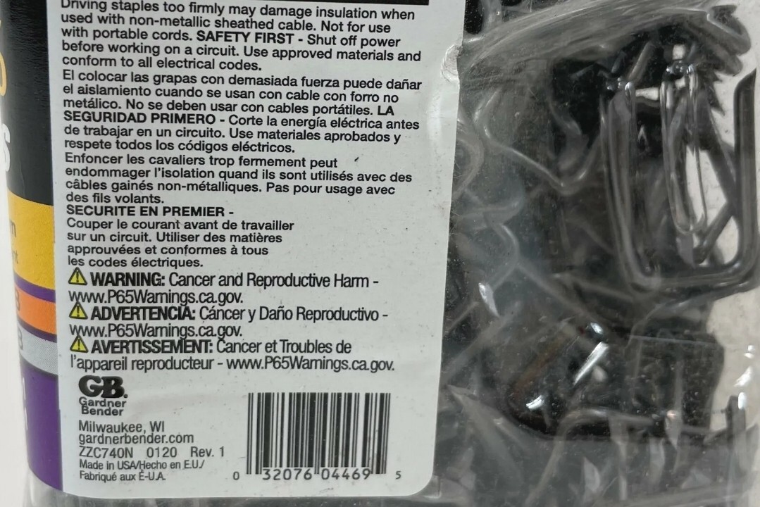 GARDNER BENDER NM Cable Staples WOOD 1/2″ 13mm 1000pcs MS-500J