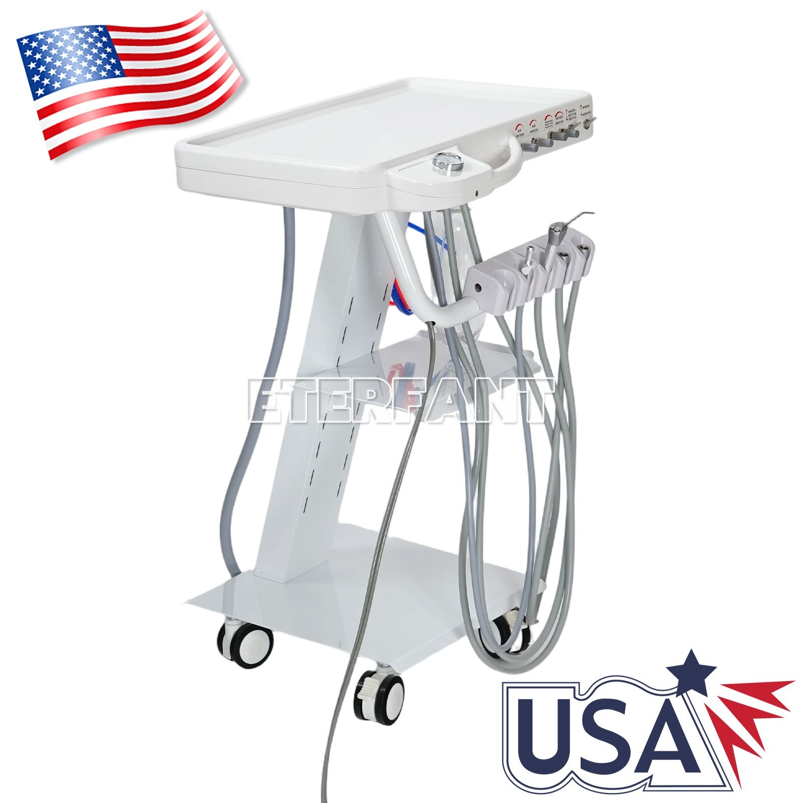 ETERFANT Dental Mobile Delivery Unit System Portable Cart 4 Holes GU-P302S/B029