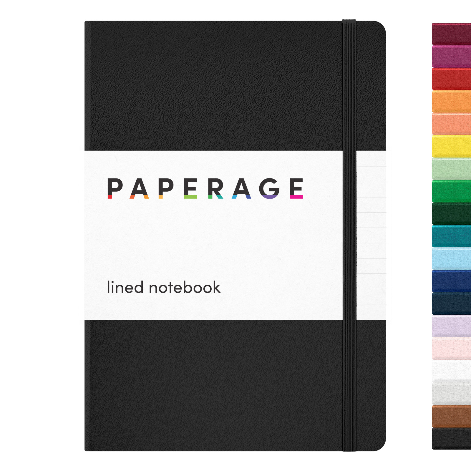 Paperage Casebound Lined Journal Notebook. Black, 160 Pages