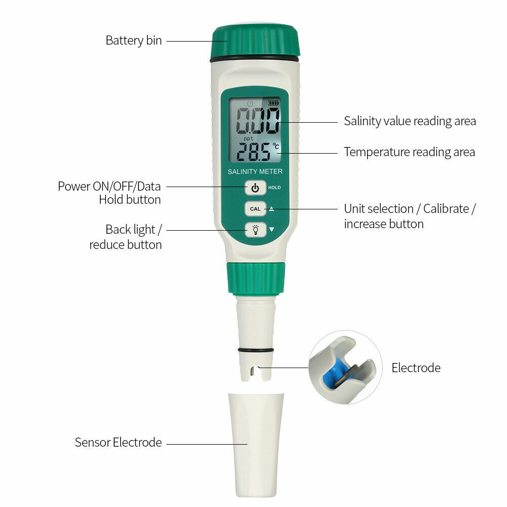 LCD Digital Salinity Meter Salinity Refractometer Tester for Aquarium Water W8U4