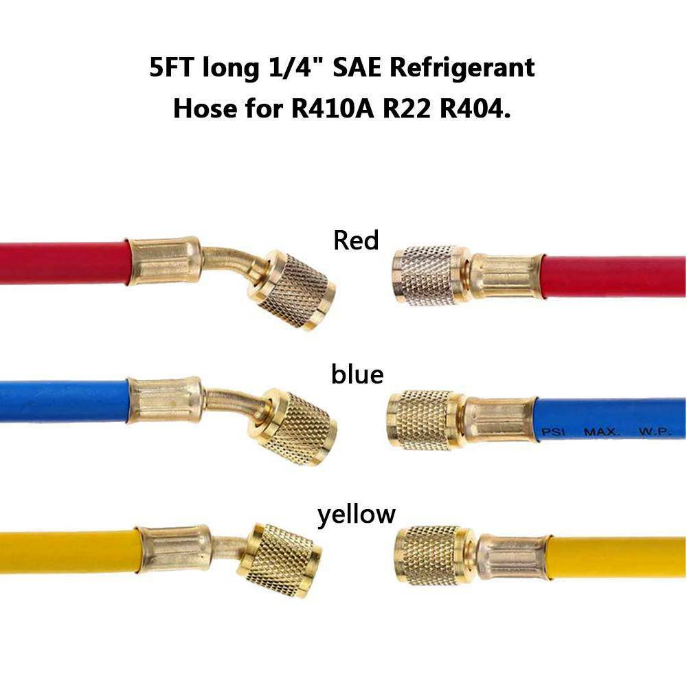 R410A R22 Manifold Gauge Set AC A/C 5FT Color Hose Air Conditioner HVAC 59» New