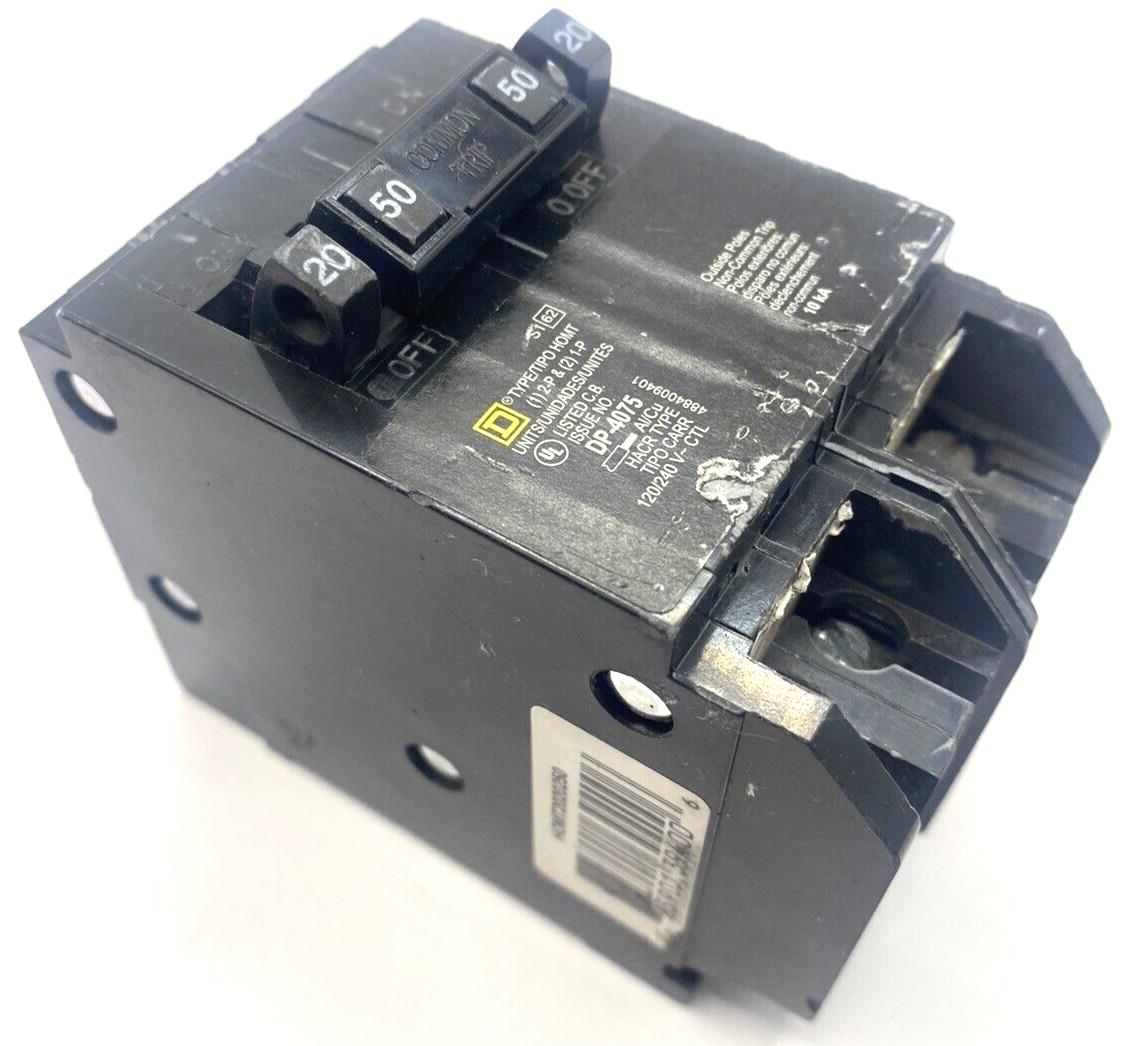 Homeline HOMT2020250 Quad 2 1 Pole 20 Amp 1 2P 50A 120 240V AC Square D Breaker